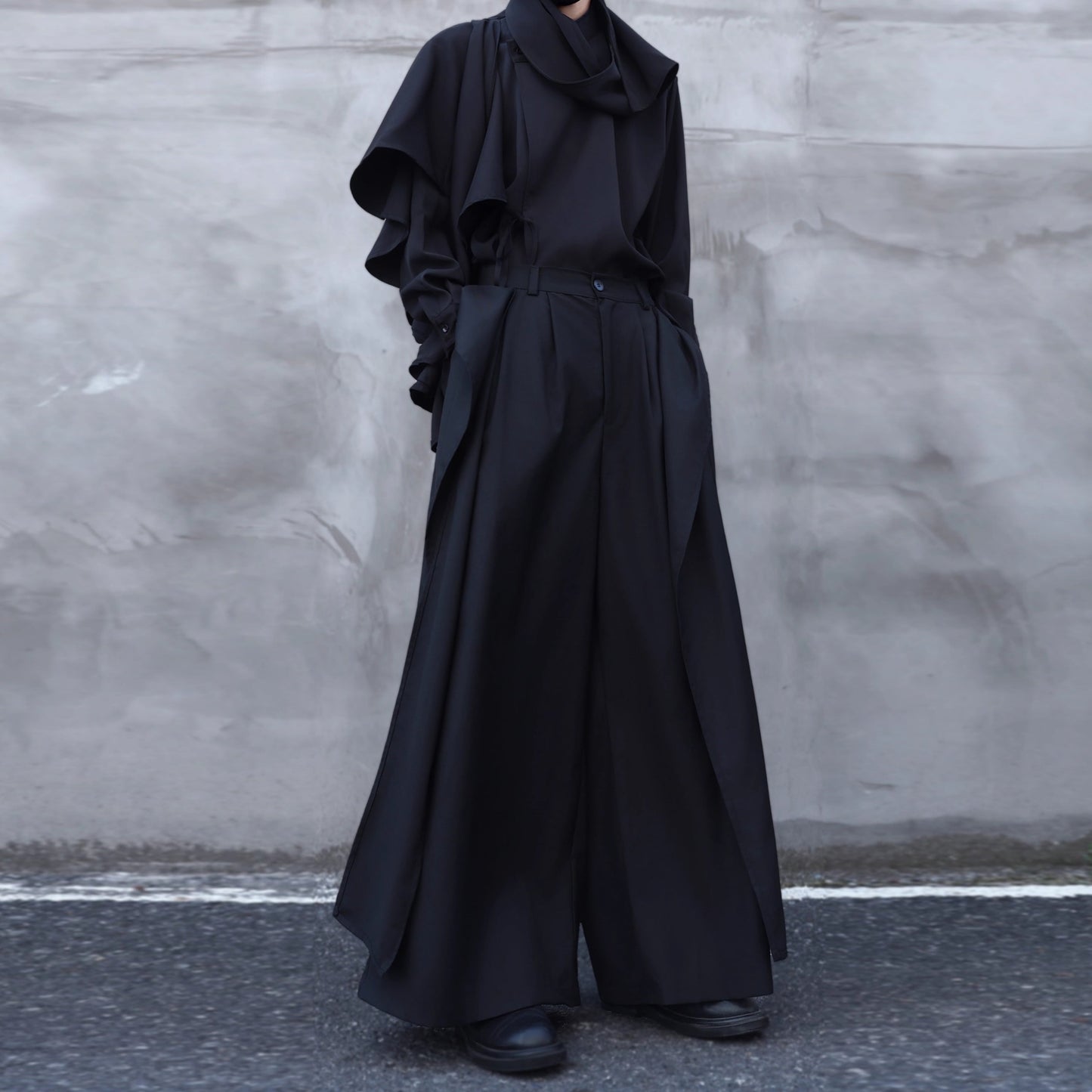 Drape Ribbon Straight Wide Pants【TR3307】
