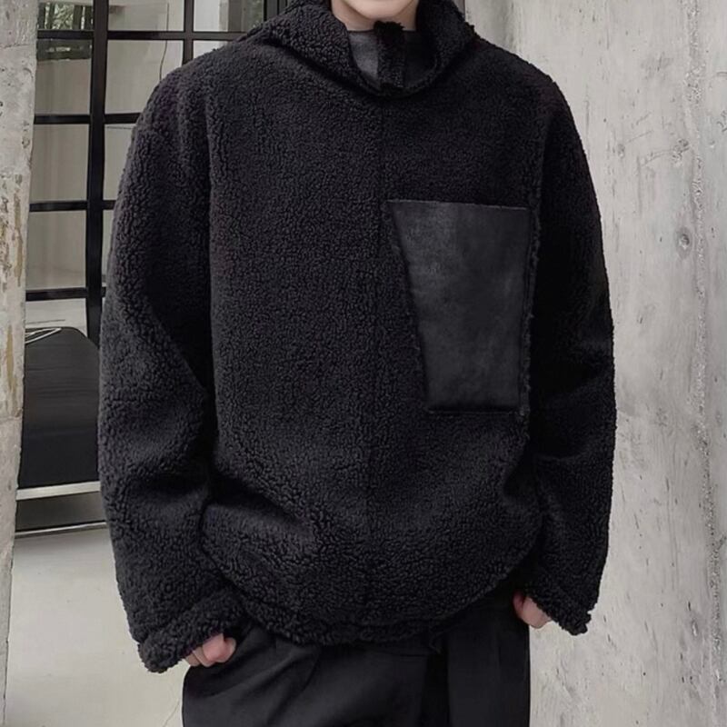 Faux Leather Pocket Fleece Jacket【TR3350】
