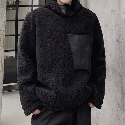 Faux Leather Pocket Fleece Jacket【TR3350】