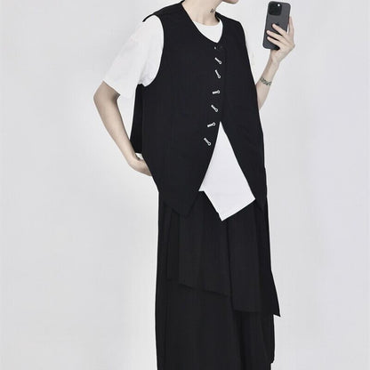Roune-Neck Oversize Vest【TR3242】