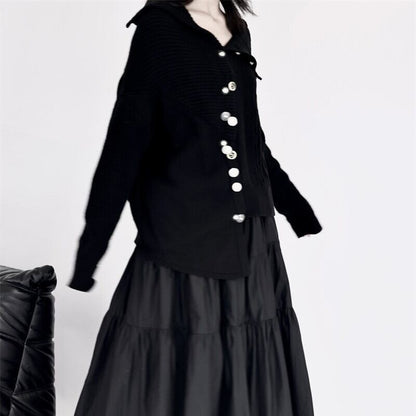 Asymmetry Off-Turtle Knit Jacket【TR3268】