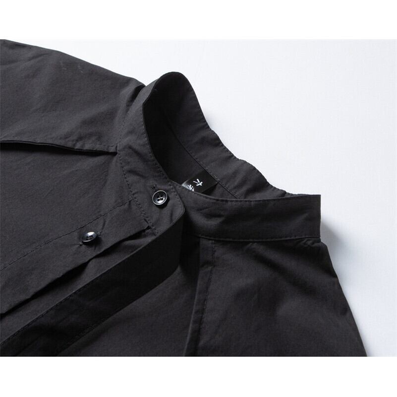 Band-Collar Tie Collared Shirt【TR3123】