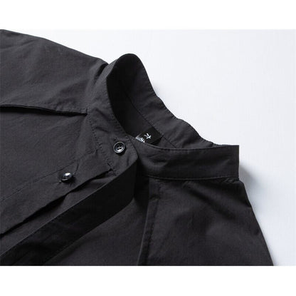 Band-Collar Tie Collared Shirt【TR3123】