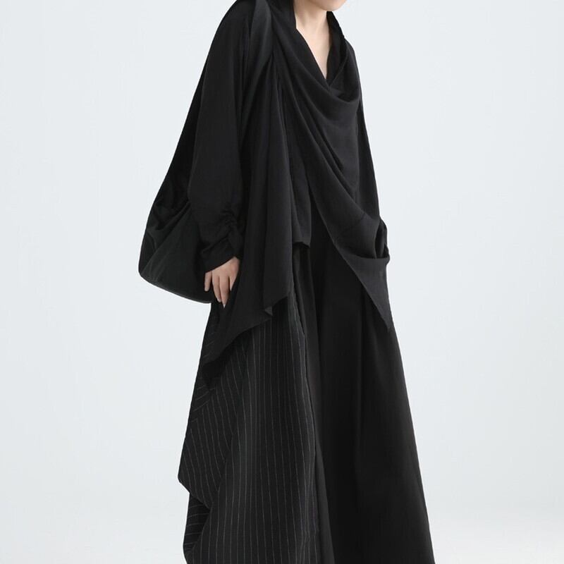 Asymmetry Drape Collared Shirt【TR3132】