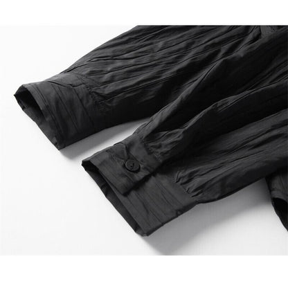 Pleats No-Collar Collared Shirt【TR3120】