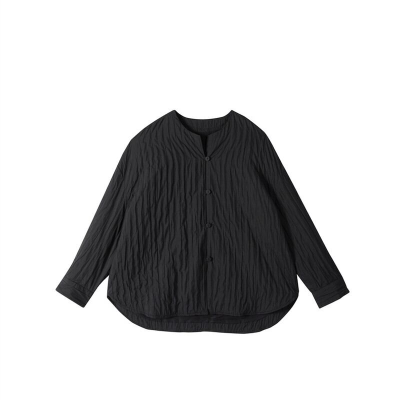 Pleats No-Collar Collared Shirt【TR3120】
