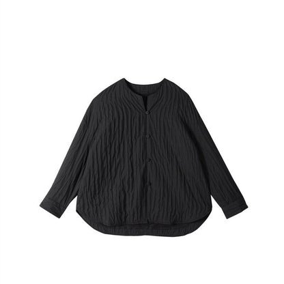 Pleats No-Collar Collared Shirt【TR3120】