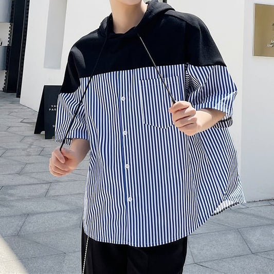 Hood Docking Stripe Shirt【TR1414】