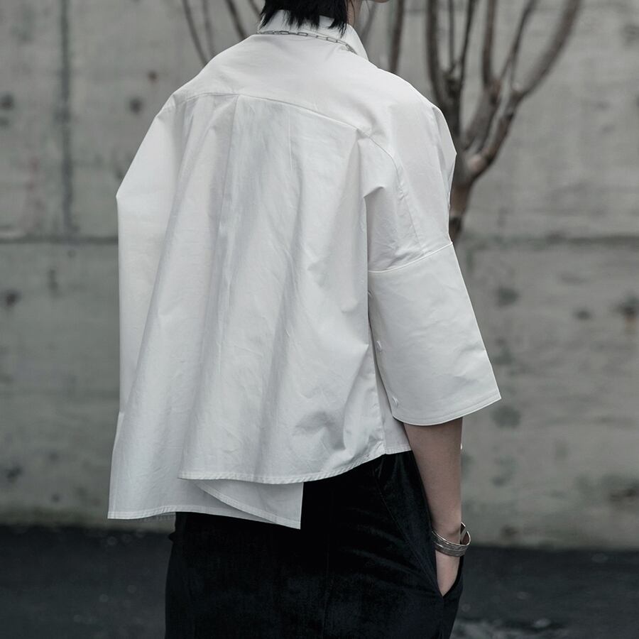 〈Unisex〉Wrap Nichi Irregular Shirt【TR1422】