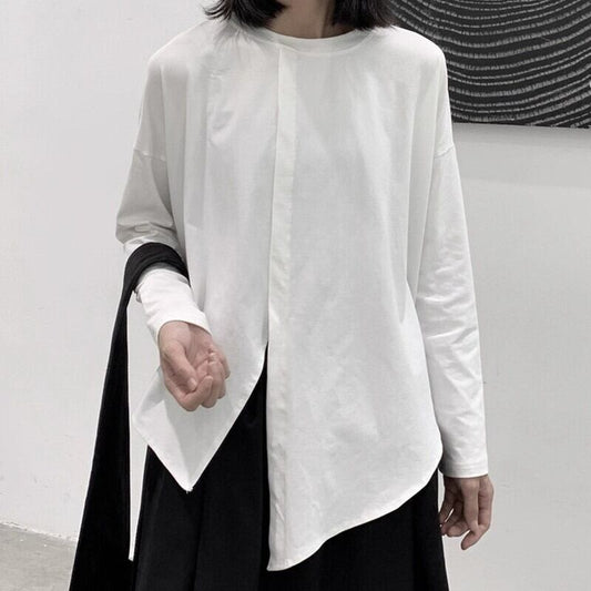 Asymmetry No-Collar Collared Shirt【TR3137】
