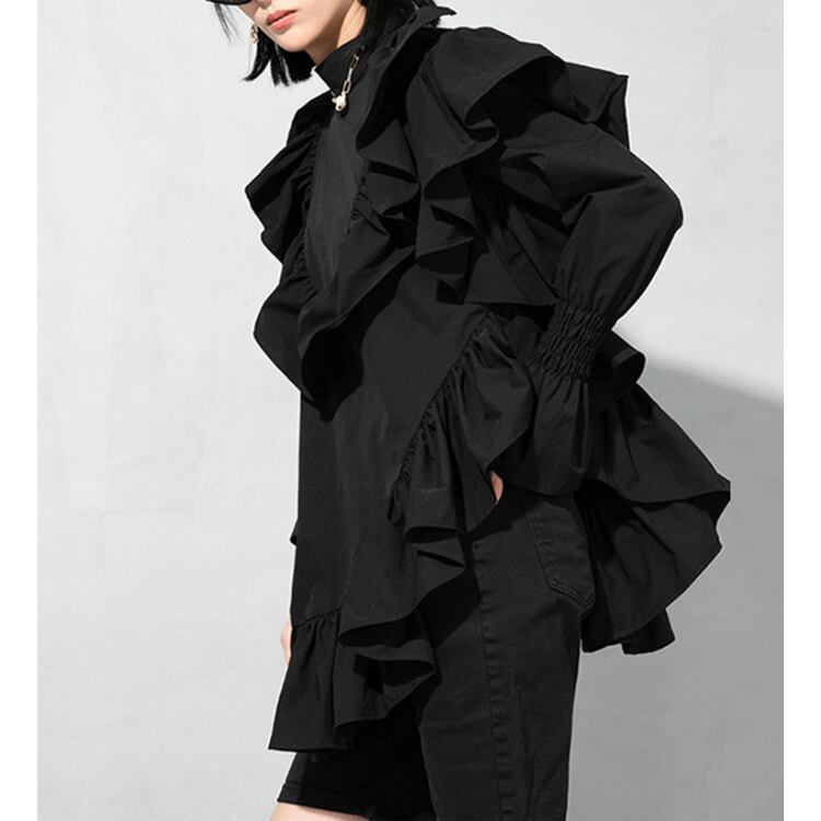 Stand Collor Frilled Shirt【TR0438】