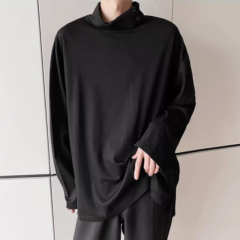 Button High-Neck T-shirt【TR3329】