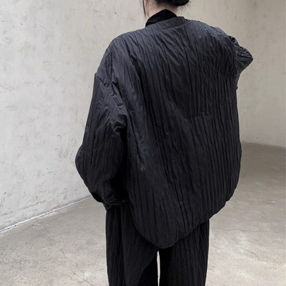 No-Collar Pleats Jacket【TR3101】