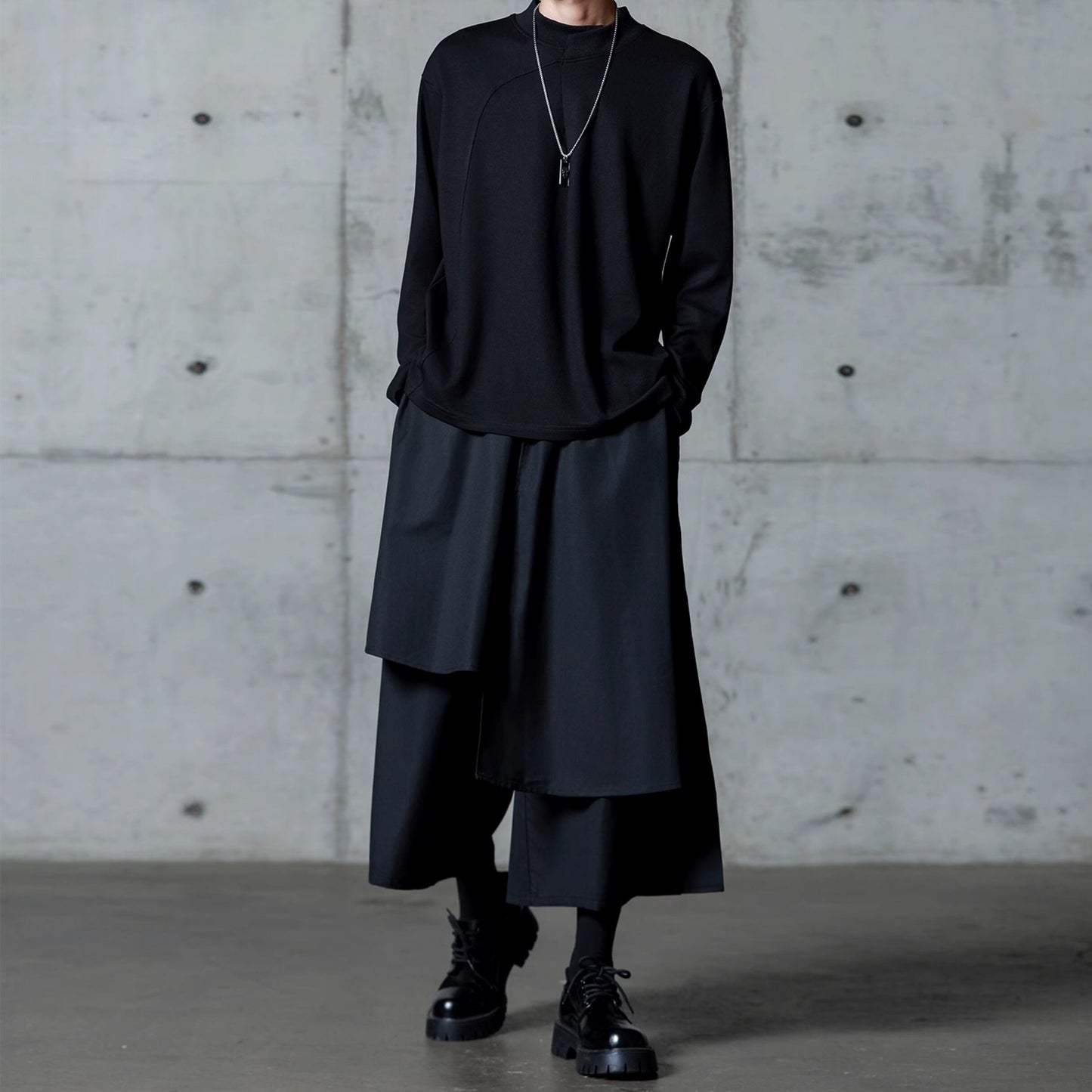 Asymmetrical Layered-look Wide Pants【TR3288】