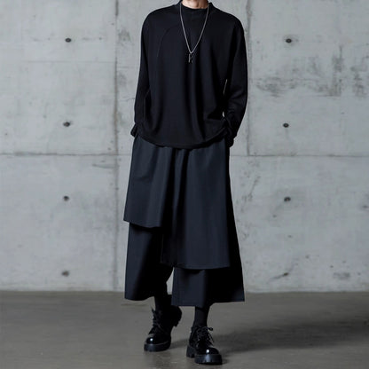 Asymmetrical Layered-look Wide Pants【TR3288】