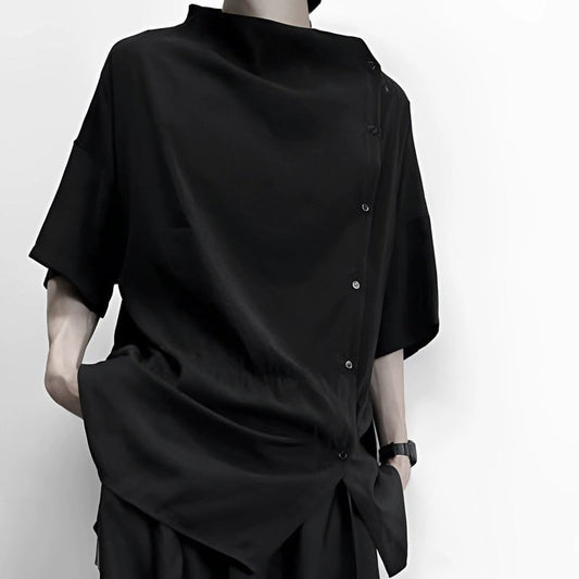 Asymmetric Button T-Shirt【TR3333】