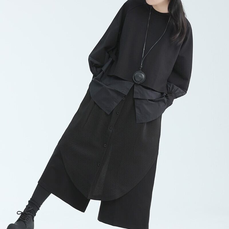 Fake-Layered Patchwork Collared Shirt【TR3115】