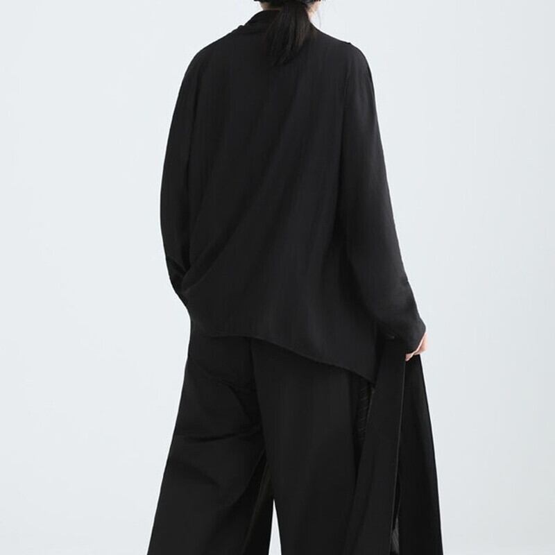 Asymmetry Drape Collared Shirt【TR3132】