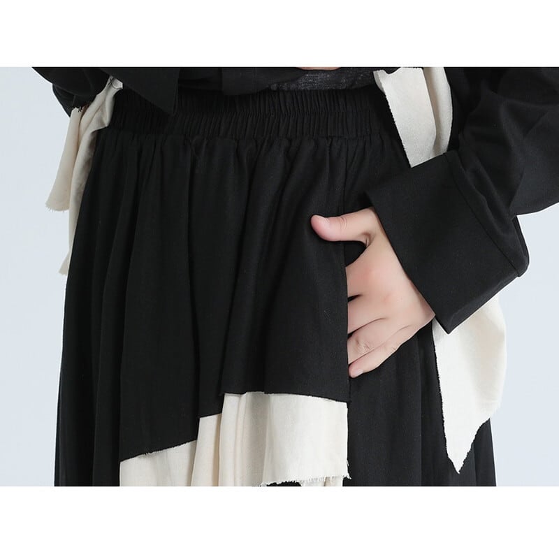 Asymmetry Ruffle Bi-Color Skirt【TR3172】
