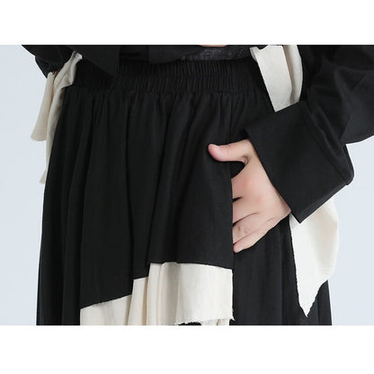 Asymmetry Ruffle Bi-Color Skirt【TR3172】