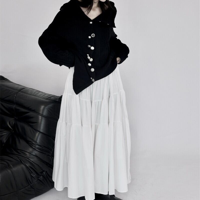 Asymmetry Off-Turtle Knit Jacket【TR3268】
