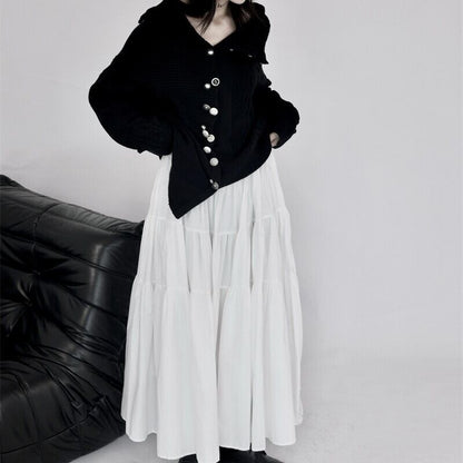 Asymmetry Off-Turtle Knit Jacket【TR3268】