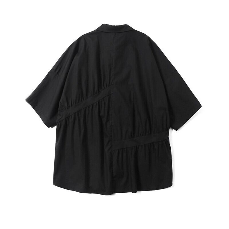 Asymmetry Gather Collared Shirt【TR3111】