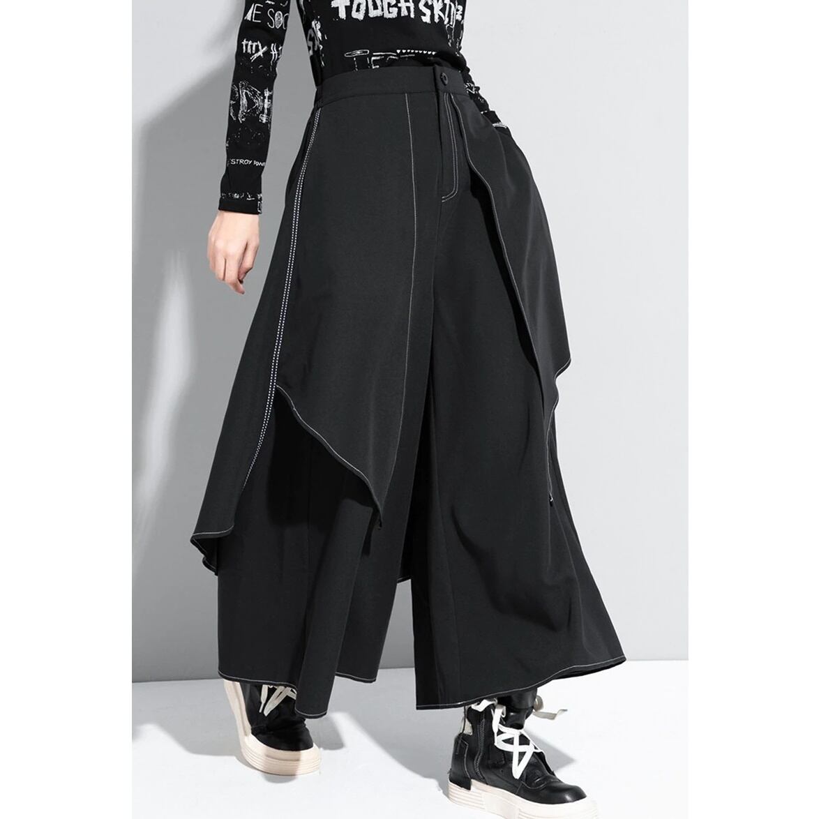 〈Unisex〉High Waist Long Wide Pants【TR1156】