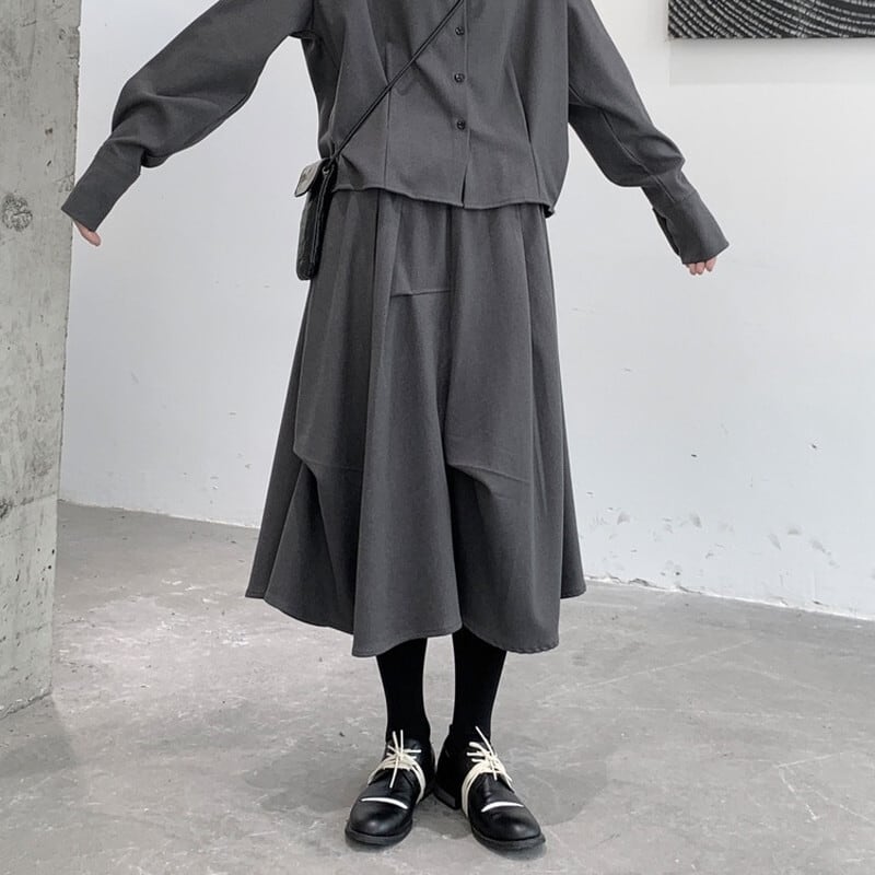 Asymmetry Wool Skirt【TR3173】
