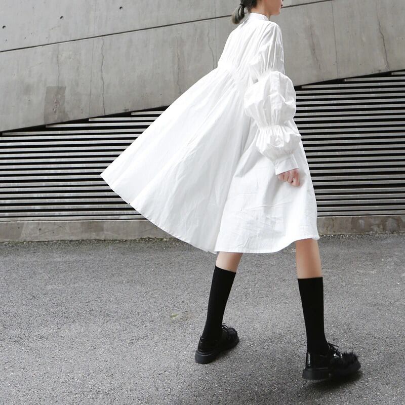 Asymmetrical Pleat  All-in-one Dress【TR1143】