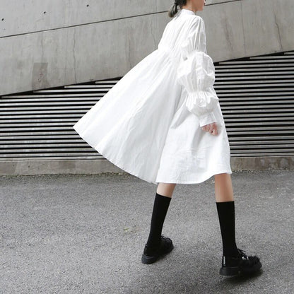 Asymmetrical Pleat  All-in-one Dress【TR1143】