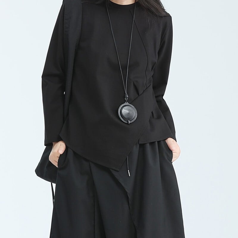 Asymmetry Side-Pleats T-Shirt【TR3148】