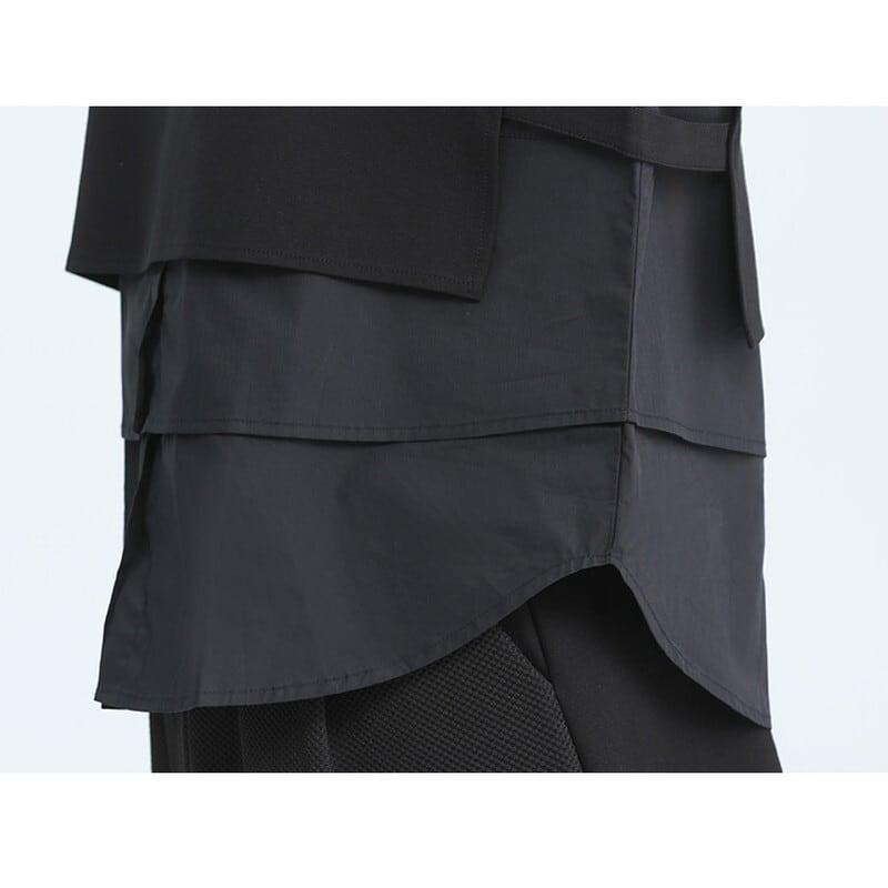Fake-Layered Patchwork Collared Shirt【TR3115】