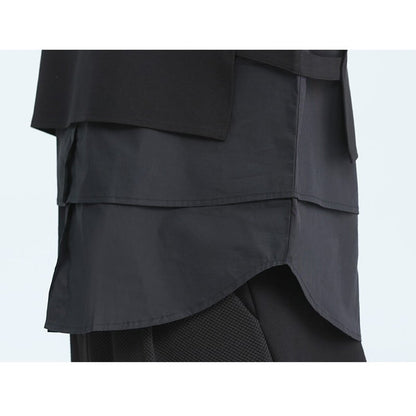 Fake-Layered Patchwork Collared Shirt【TR3115】
