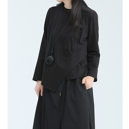 Asymmetry Side-Pleats T-Shirt【TR3148】