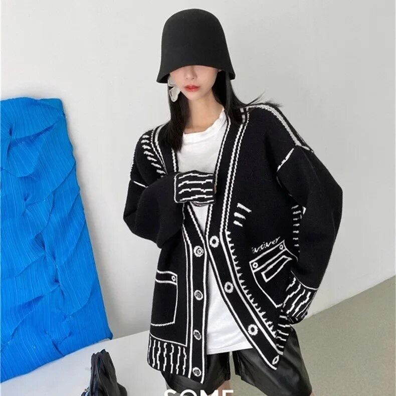〈Unisex〉Knit Cardigan Letters Jacket【TR1226】