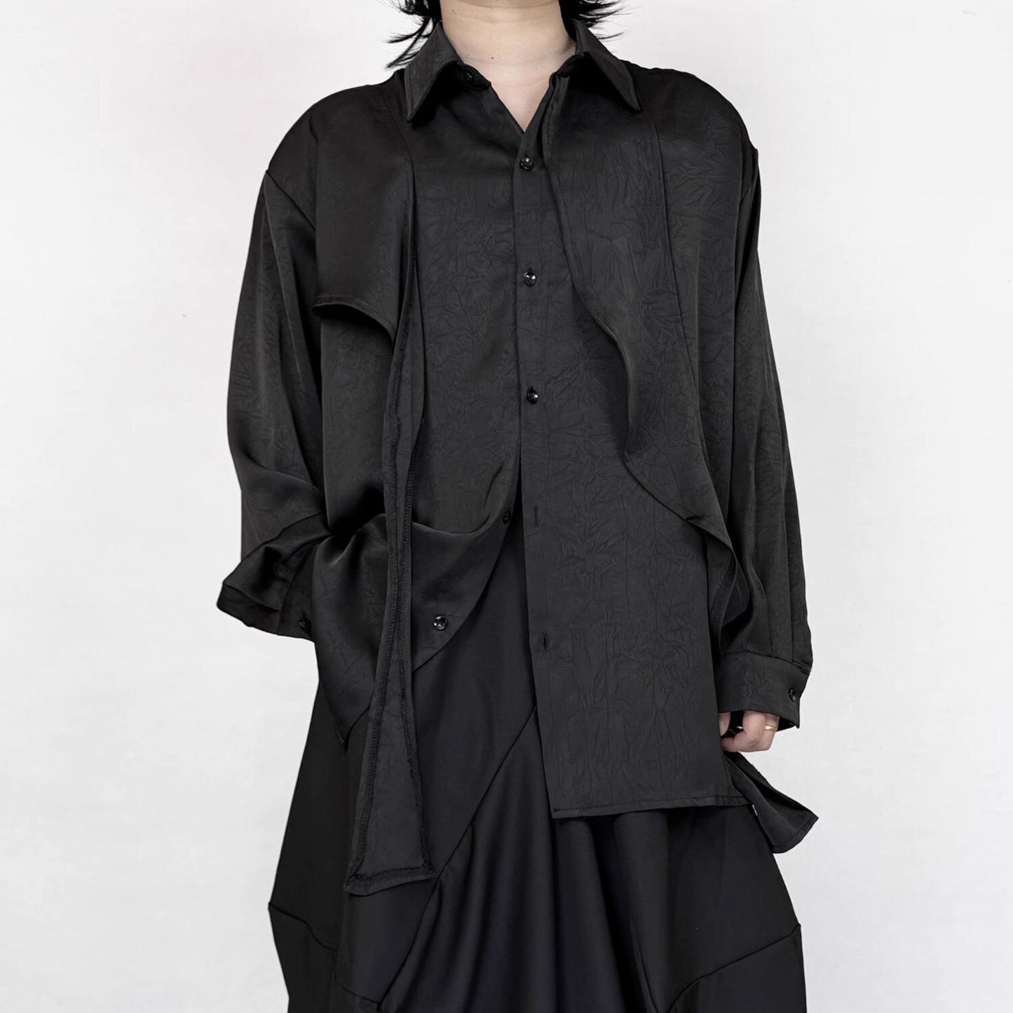 Asymmetry Loose Collared Shirt【TR3324】