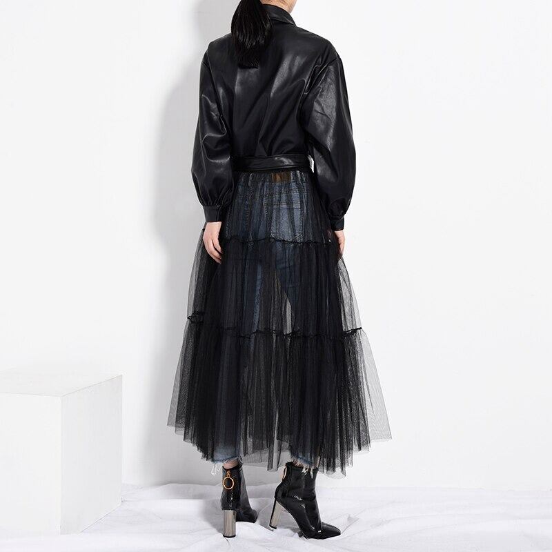 Synthetic Leather Mesh Jacket【TR1199】