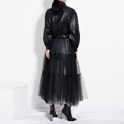 Synthetic Leather Mesh Jacket【TR1199】