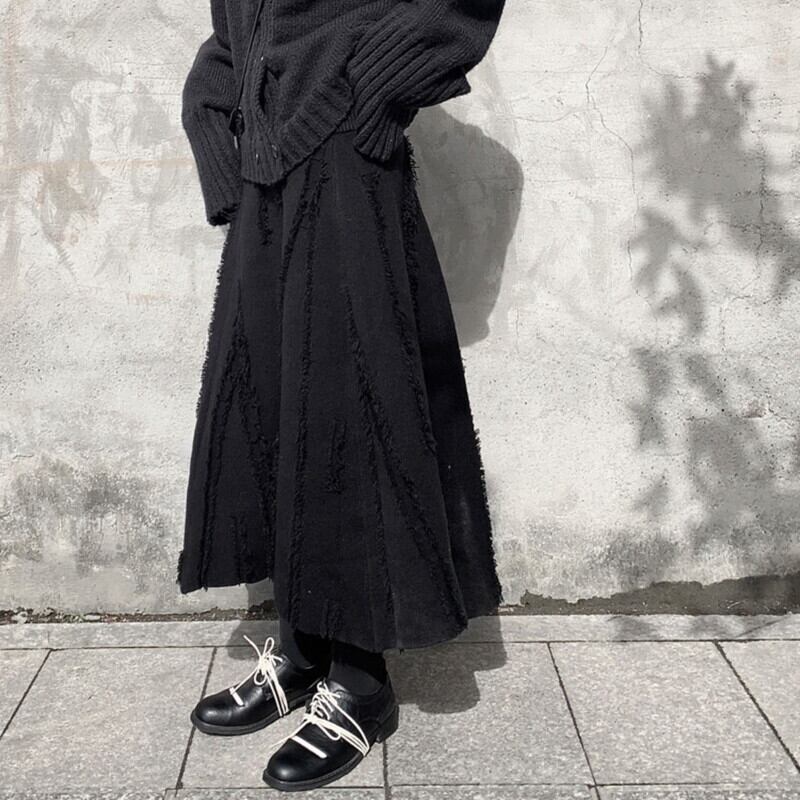 Asymmetry Knit Frill Skirt【TR3160】
