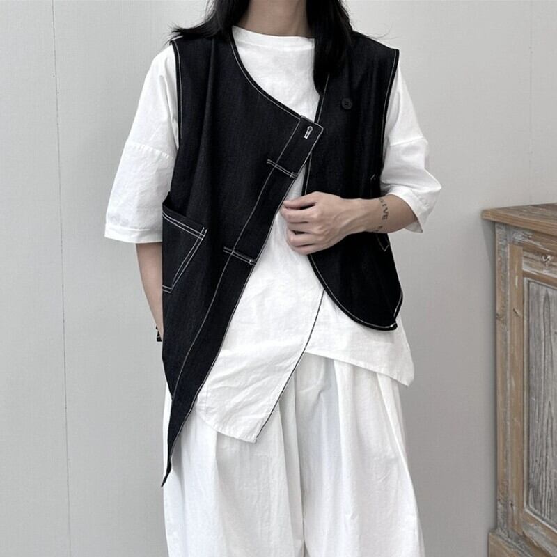 Asymmetry Stitch Vest【TR3238】