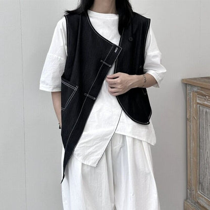 Asymmetry Stitch Vest【TR3238】