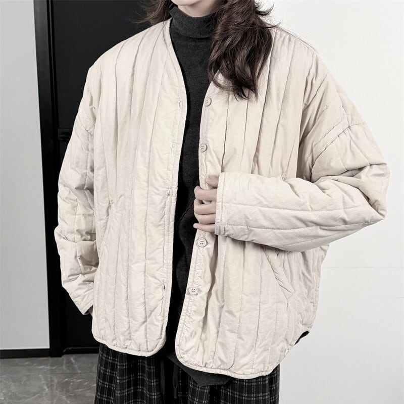 No-Collar V-Neck Jacket【TR3256】