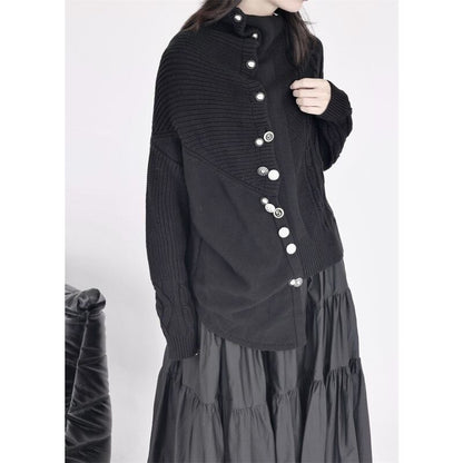 Asymmetry Off-Turtle Knit Jacket【TR3268】
