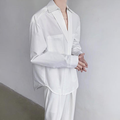 Deep V Pocket Collared Shirt【TR3359】