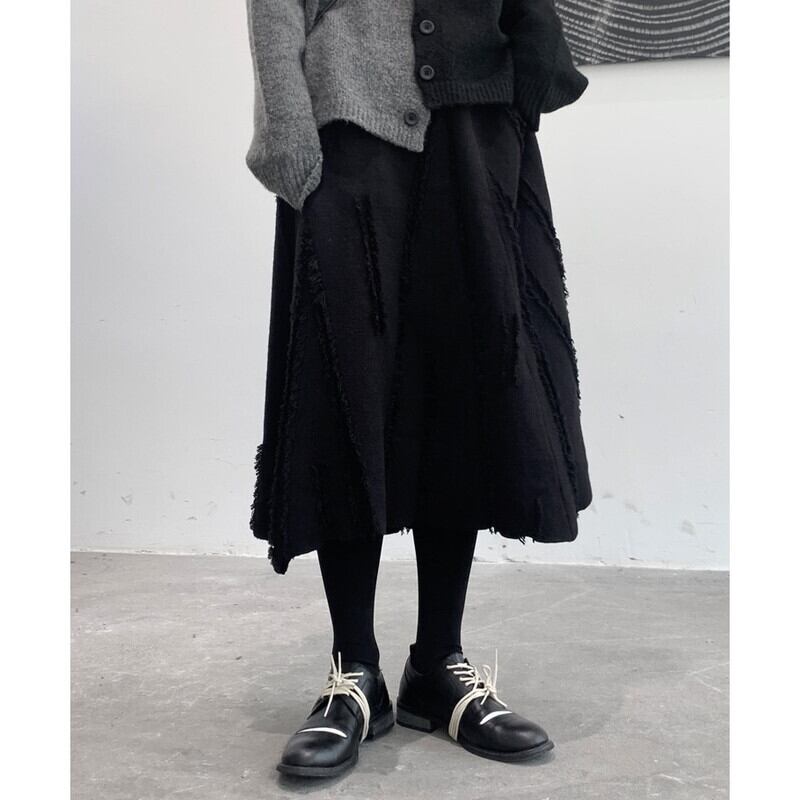 Knit Flare Frill Skirt【TR3185】