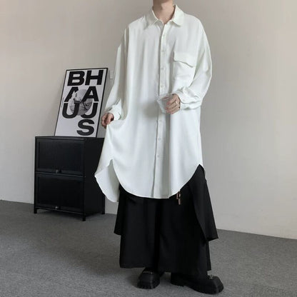 Flowy Long Collared Shirt【TR3372】