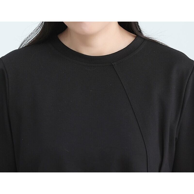 Asymmetry Side-Pleats T-Shirt【TR3148】