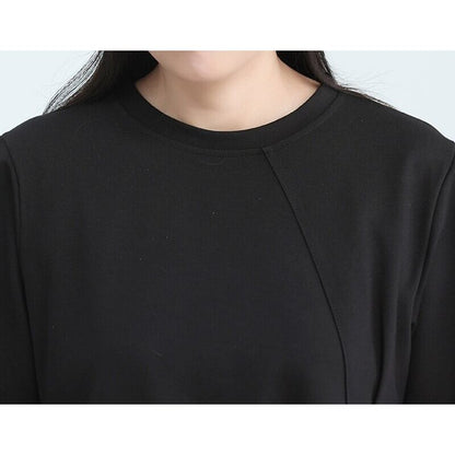 Asymmetry Side-Pleats T-Shirt【TR3148】