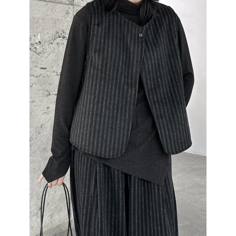 Stripe One-Button Vest【TR3235】